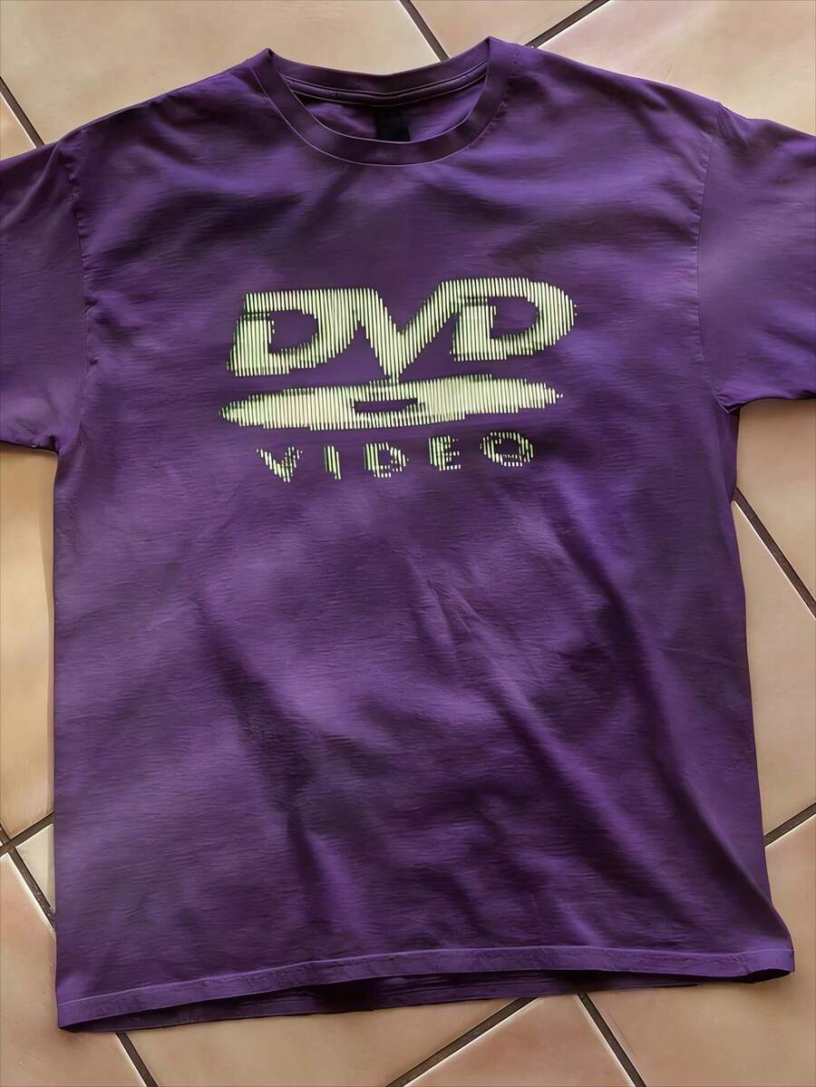 Cotton Men's T-Shirts With DVD Video Nostalgia Green Logo, Retro Gaming T-Shirts, 2000s Aesthetic, Casual Men's T-Shirts, Festival T-Shirts, Streetwear Men's T-Shirts - 紫色 - 查看 1