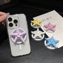 1pc Summer Starfish Magnetic Phone Holder, MagSafe Creative Personalized, Summer Travel Photography Desktop Mount, Interesting Niche Expandable Air Cushion Ring Phone Case Stand - Multicolor - View 2