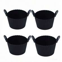 Revestimiento de silicona para freidora de aire, Estera de silicona reutilizable para freidora de aire, Accesorios para freidora de aire, Papel de horno de repuesto, Moldes de horneado de múltiples piezas - Negro - Ver 9