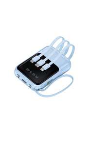 Mini Banco de energía 20000mah carga rápida incorporada con pantalla digital de 4 cables Banco de energía externo portátil - Azul - Ver 1