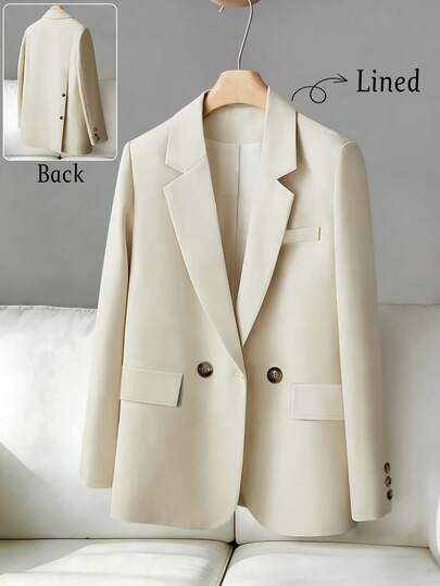 Women's Casual Lightweight Commuter Solid Color Lined Loose Backless Design Long Sleeve Blazer Spring