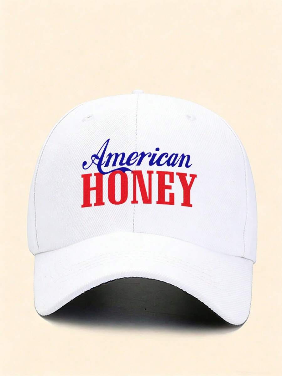 Xtra Ordinary Curved-Brimmed Baseball Cap American Style Casual Hat With American Honey Print For Women And Men Fashionable Streetwear Accessory - 白色 - 查看 1