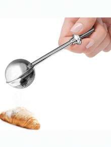 1pc This Stainless Steel Baking Sieve Combines The Functions Of A Tea Sieve, Sugar Shaker, And Powder Duster In One Convenient 3-In-1 Design. It's Ideal For Kitchen Baking, Sifting Sugar, Flour, Spices, And Vanilla. - Multicolor - View 4