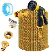 5pcs Triple Expansion Magic Water Pipe, High-Pressure Water Gun, Expandable Gardening Water Pipe, Durable Rubber Material, Suitable For Car Washing Irrigation, Home Cleaning - Multicolor - View 7