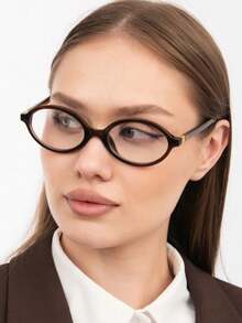 Turquoise Retro Small Frame Oval Women's Fashion Glasses, Reading School Reading Glasses, Black Glasses - Leopard Print Frame White Piece - View 10