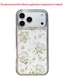 1个装 奢华可爱3D樱花亮片环氧树脂手机壳，兼容 17 Pro Max、17 Pro、17、16 Pro Max、16 Pro、16、16、15 Pro Max、15 Pro、14 Pro Max、14 Pro、13、12 Pro Max、11、16、15、14 Plus，时尚艺术透明防摔后盖，送给女孩的礼物 - 梔子花 - 查看 5