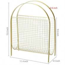 MyGift Revistero con Estructura de Metal en Tono latón y cuadricula de Metal. Revistero con diseño clásico en Tono latón y con Malla de Metal - latín - Ver 2