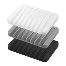 Bộ 3 khay đựng xà phòng tự thoát nước, chất liệu silicon cao cấp, thích hợp cho vòi sen, phòng tắm, bồn rửa nhà bếp, giúp kéo dài tuổi thọ xà phòng, thiết kế thác nước tự thoát, chống trượt, dễ vệ sinh, tiết kiệm không gian, nhanh khô, đa chức năng và bền (Đen, Trắng, Xám) - Nhiều màu - Xem 11