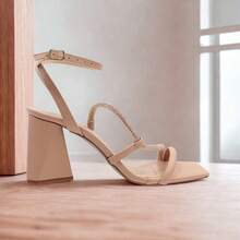 Women's Sandal With 7.5 Cm Block Heel And Rhinestones – Elegant Party/Wedding Sandal | Nude, Black, Silver, Light Gold Ella's Shoes - 裸體 - 查看 5