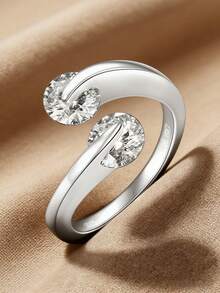 XUJIA 1pc 925 Sterling Silver 2.0 Carat Moissanite Ring, Two 6.5mm Round Moissanite Stones, Women's Wedding Engagement Ring, Anniversary Gift, Bridal Wedding Gift - RMO-221 - View 9