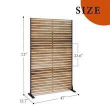 Panel Privacidad Metálico 47x72 Pulgadas, Pantalla Privacidad Exterior Independiente con Soporte | Cerco Decorativo de Acero para Jardín, Balcón, Patio, Interior y Jacuzzi. - Color de la madera - Ver 2