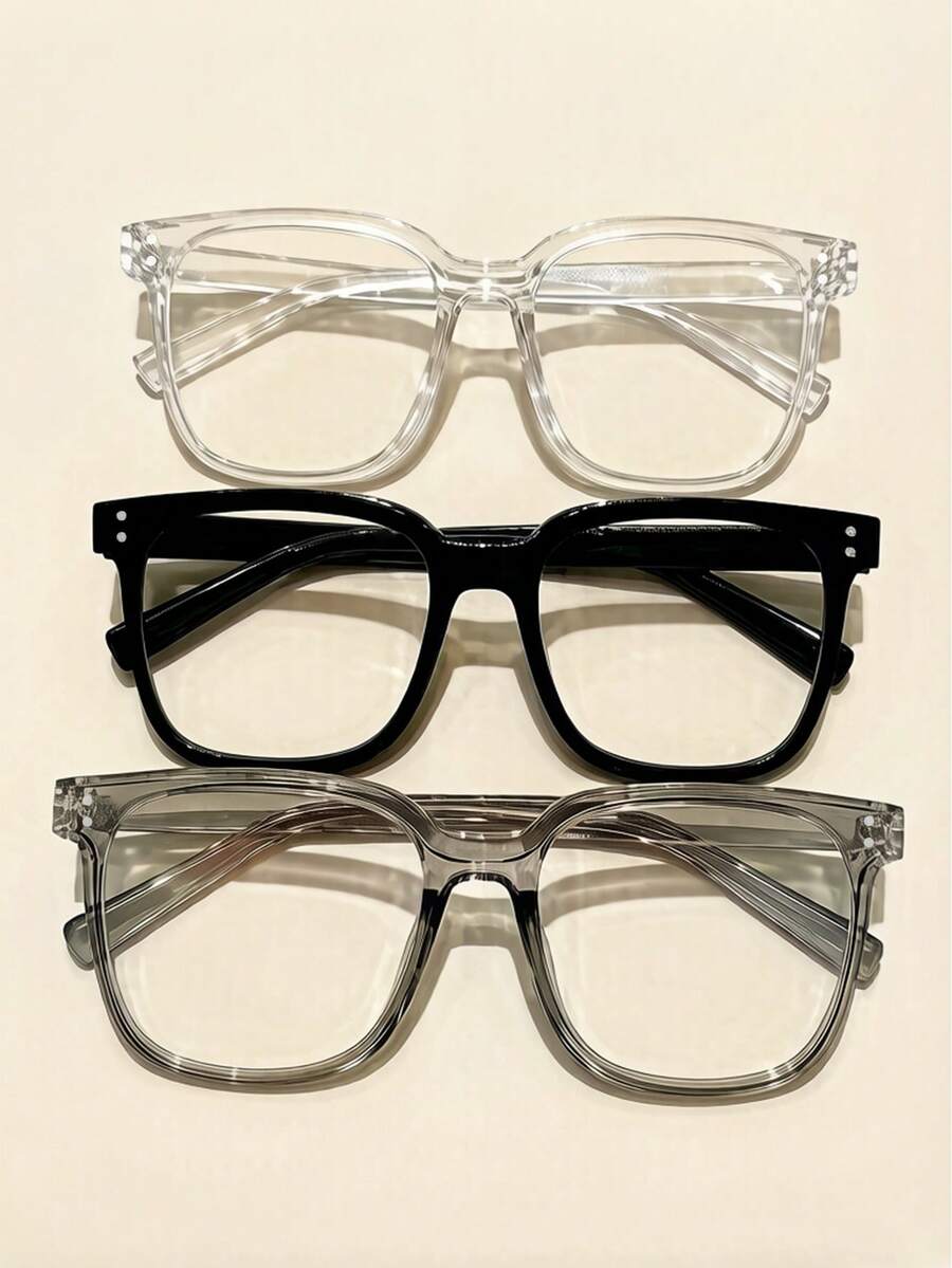 Kính gọng vuông unisex, tròng kính trong suốt, kiểu dáng thời trang để đeo hàng ngày. Kính gọng lớn kiểu dáng sinh viên giúp định hình đường nét khuôn mặt. Thích hợp để đọc sách/chơi game/xem TV/sử dụng điện thoại trong nhà để bảo vệ thị lực, cũng phù hợp cho kỳ nghỉ hè, bãi biển, tiệc tùng, chụp ảnh đường phố không trang điểm và các dịp khác để làm đẹp. - Nhiều màu - Xem 1