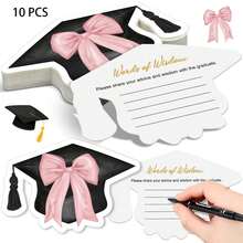 10/30张毕业帽创意卡片（2026款），高中或大学毕业派对祝贺装饰品（粉色蝴蝶结） - A - 查看 7