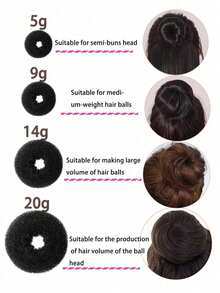 1 Set Black Donut Bun Hairstyle Tools, Donut Bun Maker, Bun Hairstyle Maker, Donut Bun Shaper - Black - View 2