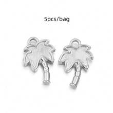 5pcs/Pack Stainless Steel Plant Pendant, 3D Embossed Craft DIY Jewelry Accessories, Necklace Bracelet Charm Pendant, DIY Jewelry Making Pendant - Plant Pendant - View 8