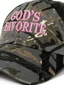 1pc Women's God's Favorite Embroidered Baseball Cap, Suitable Everyday, Festivals And Gatherings - Màu Khaki - Xem 10