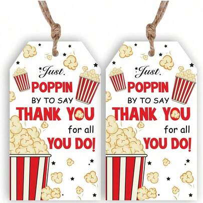 24/48 Etiquetas de regalo de papel para palomitas de maíz con cordón - Sin necesidad de electricidad - Para maestros, aprecio a los empleados, recuerdos de fiesta, hogar y cocina, suministros para fiestas de cumpleaños