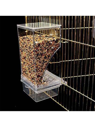 Máng ăn chim tự động không gây bẩn, máng uống nước cho vẹt, hộp đựng thức ăn và hạt bằng acrylic, phụ kiện lồng chim cho vẹt nhỏ và vừa.