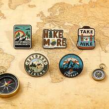 远足珐琅徽章套装（5枚装）| 户外探险登山背包胸针，适合背包、外套和自然爱好者 - 彩色 - 查看 3