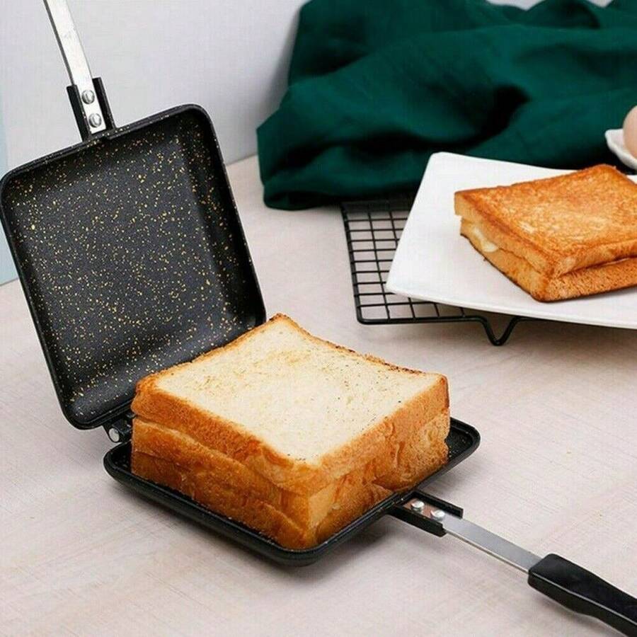 Non-Stick Sandwich Toastie Maker Toaster Machine | Breakfast Cooking Stove For Camping & Home - Black - View 1