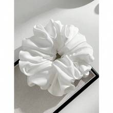 1pc White Faux Silk Super Large Fluffy High Elasticity Soft Smooth Texture Fashionable Casual Comfortable Wear All-Match Women's Hair Scrunchie With A Touch Of Luxury Scrunchies Hair Ties Scrunchy Hair Ties Ponytail Head Accessories Elastic Band Beauty Home Hair Accessories - 白色 - 查看 11
