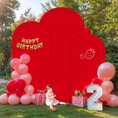 1pc - Elegant Red Wedding Arch Cover - Party Backdrop Decor Accessory, Multifunctional Double-Sided Adjustable Frame, Semicircular Dome Shaped Backdrop, Suitable For Wedding Decor, Kids Party, Christmas, Birthday, Baby Shower, Gender Reveal & Special Events - Polyester Material (Cover Only, Frame Not Included)