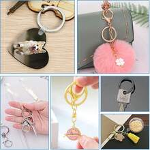 30/50/80个装扁平钥匙圈，金属圆形扁平双层开口环，适用于家居收纳、狗牌、钥匙链、各种悬挂配件和DIY手工制作 - 平圈 - 查看 3