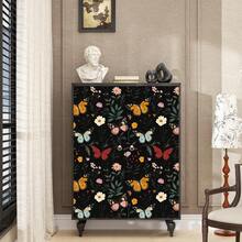 1卷复古主题植物蝴蝶壁纸，时尚植物蝴蝶印花壁纸，精致室内装饰膜，适用于房间橱柜等各种房间的装饰翻新。 - 植物 - 查看 4