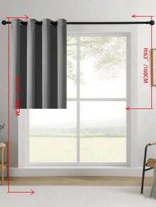 1pc/2pcs Solid Color Polyester Curtains, Energy Blackout Light Blocking Thermal Insulated Curtains For Kitchen, Dining Room, Living Room, Bedroom, Study Room In Black, Deep Grey - Dark Grey - View 23
