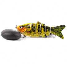 Mồi giả bơi khớp nối bán chạy nhất, dài 10cm, nặng 16.7g, 6 đoạn, có bi tạo tiếng kêu, trọng lượng tăng dần, chuyển động bơi sống động, mồi cứng dành cho câu cá vược. - Nhiều màu - Xem 17