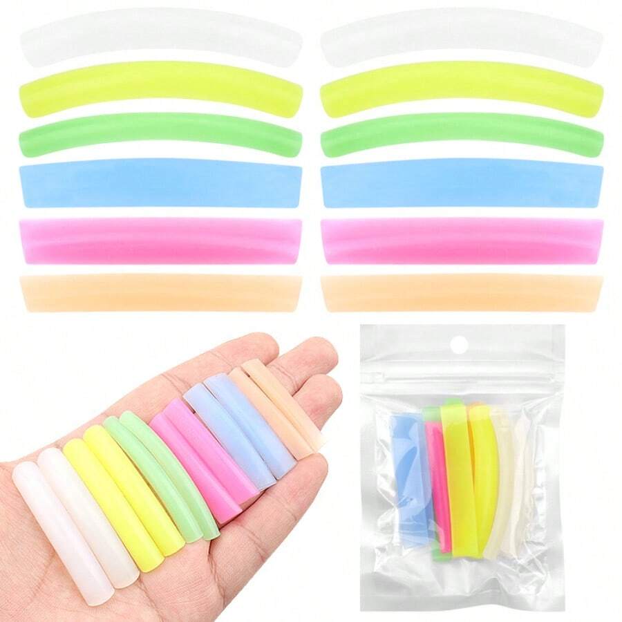 6 Pairs Rainbow Eyelash Perm Silicone Pads, Reusable Lash Lift Silicone Strips, Professional Eyelash Extension Helper, Soft Silicone Lash Grafting Auxiliary Tool For Salon & Home Use - Multicolor - View 1