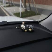 Mini Cute Cat Car Ornament - Creative Lying Cat Figurine For Car Display, Cute Interior Decoration Accessories For All Vehicles - 慵懶貓咪4隻裝[贈無痕膠] - 查看 4