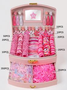 840个粉色多功能发圈，可爱少女发绳，高弹耐用不伤发，侧刘海夹，简约发夹，BB夹，适合日常佩戴和返校季 - 粉色 - 查看 10