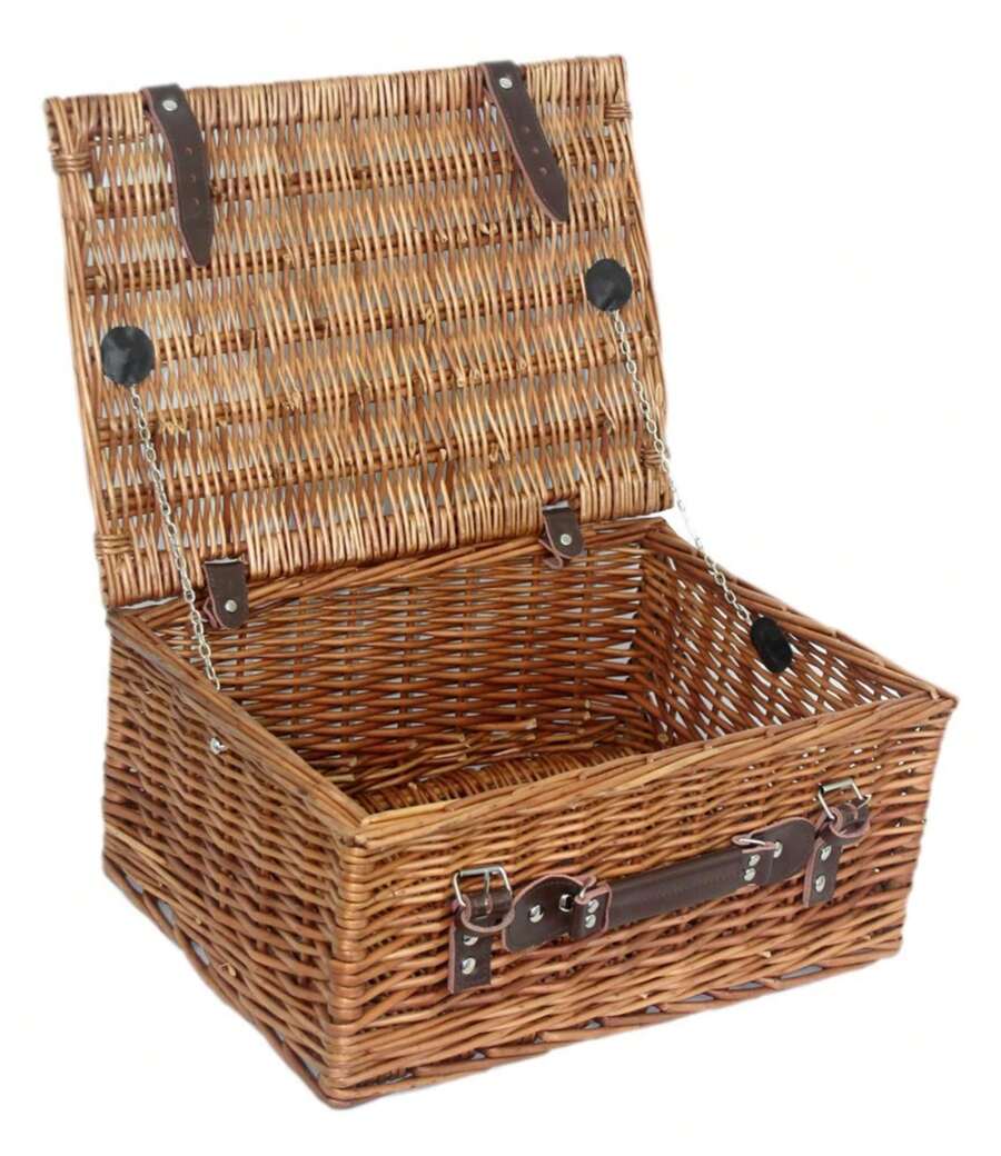 Red Hamper 36cm Double Steamed Wicker Picnic Basket - 棕色 - 查看 1
