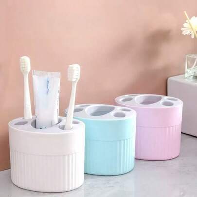 1个浴室独立牙刷牙膏架，多功能浴室配件收纳架，5格牙刷架，浴室梳妆台收纳架，适用于淋浴间，家居粉彩牙刷架，多层浴室收纳架，万圣节和圣诞节浴室装饰