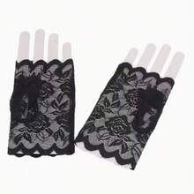 1 Pair Lace Wedding/Dance Decorative Short Fingerless Gloves For Women,Travel,Festival - Roses - View 14