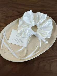 1pc Women's Satin Bow Scrunchie With Long Ribbon, Ballet Style Hair Tie, High-End Hair Accessory - Multicolor - View 4