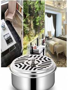 Portable Stainless Steel Mosquito Coil Holder With Lid, Flame Resistant And Heat-Resistant Incense Burner Tray Stand, Suitable For Home And Outdoor Use. - A - View 7