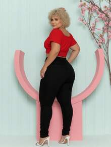 Women's Skinny Jeans, Butt-Lifting, High Waist, New Release With Elastane And Lycra, Plus Size - màu đen - Xem 2