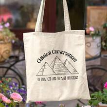 Classical Conversations Printed Tote Bag For Woen, Stylish And Casual Canvas Handbag - Main Color Of the Picture - View 6