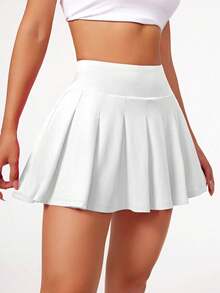 Women's High-Waisted Ruffled Short Skirt For Fitness, Gym, And Comfort In Supplex Fabric - 黑與白 - 查看 2