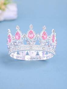 Elegant Gold-Tone Royal Style Sapphire-Look Crystal Crown - Suitable For Attending Balls - Multicolor - View 14