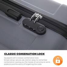 YONSLY 4-Piece Wheeled Suitcase Set With 360° Wheels, Combination Lock, Robust Double Zipper, Mesh Pocket, Soft Rubber Handle, 16/20/24/28 Inch Trolley Suitcase, Hard Shell Carry-On Luggage Set (4-Piece Set, S, M, L & XL) - 深灰色 - 查看 3