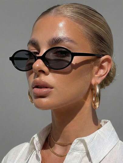 1 Pair Women's Leopard Print Oval PC Frame Vintage Fashion Runway Chic Small Frame Fashion Glasses