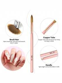 3Pcs Acrylic Nail Brush Set #8/10/14 Professional Acrylic Powder Extension Nail Brushes Nail Art 3D Carving Manicure Salon Tools - Multicolor - View 3