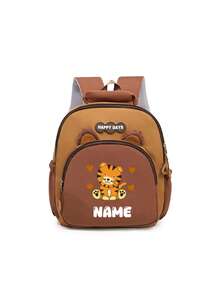 Personalized Mini Patchwork Animal Backpack, Custom Name Bear Dinosaur Giraffe Lion Bag, School And Travel Backpack With Chain Clasp Design - Black - View 16