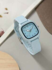 10只装女士礼品硅胶手表，时尚休闲方形表盘石英腕表组合套装（不含表盒） - 彩色 - 查看 12