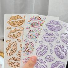 1片3D红色水钻自粘面部宝石，多色水钻唇部、发饰，节日亲吻贴纸，面部宝石，适用于化妆、眼部、头发、身体、嘉年华装饰 - 彩色 - 查看 4