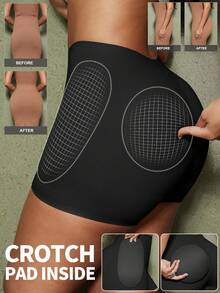 1 par de pantalones moldeadores para mujer, levantan el trasero y adelgazan la cintura, realzan las curvas - Negro - Ver 4