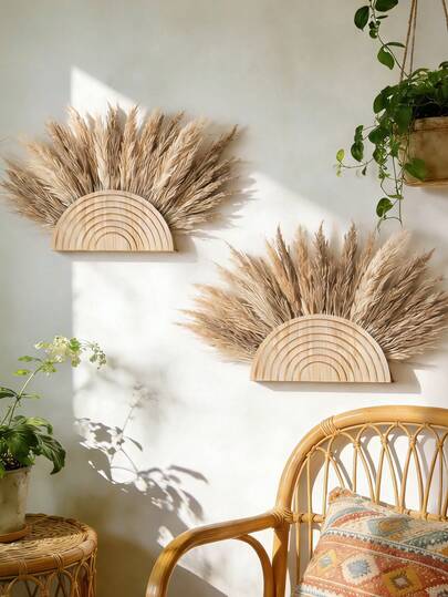 Bộ 1/2 bình hoa gỗ treo tường - Phong cách trang trí hiện đại kiểu nông trại và boho cho lối vào, hành lang, phòng tắm, phòng khách, phòng ăn, không gian hẹp.